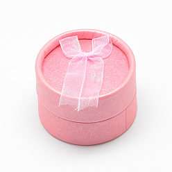 Pink Cardboard Ring Boxes, Flat Round, Pink, 5.5x3.5cm