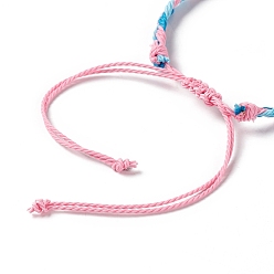 Pink 3шт 3 набор пластиковых плетеных браслетов из бисера, регулируемые браслеты из вощеного полиэфирного шнура для женщин, розовые, внутренний диаметр: 2~4-1/4 дюйм (5.1~10.7 см), 1 шт / стиль