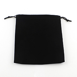 Black Velvet Jewelry Bag, Rectangle, Black, 17x15cm