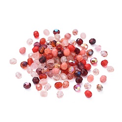 Mixed Color Fire-polished Czech Glass Beads, Electroplated/Dyed/Frosted, Faceted, Drum, Mixed Color, 3x3mm, Hole: 0.9mm, about 1437pcs~1443pcs/bag