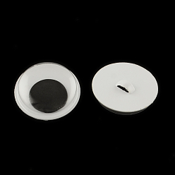 Black Black & White Plastic Wiggle Googly Eyes Buttons DIY Scrapbooking Crafts Toy Accessories, Black, 20x6.5mm, Hole: 1mm