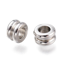 Stainless Steel Color 202 Stainless Steel European Bead Cores, Grommet for Polymer Clay Rhinestone Large Hole Beads Making, Grooved Rondelle, Stainless Steel Color, 5x3mm, Hole: 2.5mm
