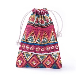 Red Burlap Packing Pouches, Drawstring Bags, Red, 17.3~18.2x13~13.4cm