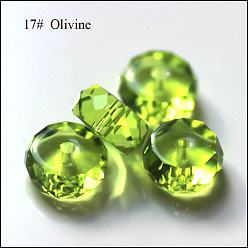 Vert Jaune Imitations de perles de cristal autrichien, grade de aaa, facette, plat rond, vert jaune, 8x3.5mm, Trou: 0.9~1mm