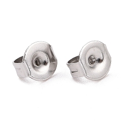 Stainless Steel Color 304 Stainless Steel Ear Nuts, Friction Earring Backs for Stud Earrings, Stainless Steel Color, 5x4x2.5mm, Hole: 1mm