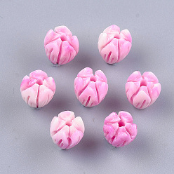 Violet Synthetic Coral Beads, Dyed, Flower Bud, Violet, 8.5x7mm, Hole: 1mm