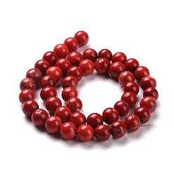 Red Natural Howlite Beads, Dyed, Round, Red, 8mm, Hole: 1mm, about 47pcs/strand, 15.5 inch