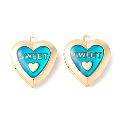 Mixed Color Rack Plating Brass Enamel Locket Pendants, Long-Lasting Plated, Real 18K Gold Plated, Cadmium Free & Nickel Free & Lead Free, Heart, Mixed Color, 22.5x19x5.5mm, Hole: 1.8mm