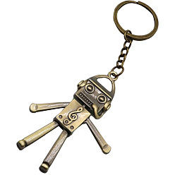 Antique Bronze Alloy Robot Pendant Keychain,  Musical Note Key Ring, Antique Bronze, 13cm