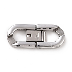 Stainless Steel Color 304 Stainless Steel Fold Over Clasps, for Bracelet Necklace Making, Stainless Steel Color, 31x15x3.5mm, Hole: 6x7mm