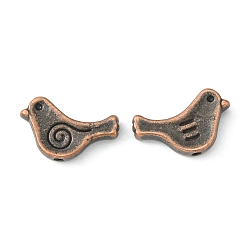 Red Copper Tibetan Style Alloy Beads, Bird, Cadmium Free & Nickel Free & Lead Free, Red Copper, 9x15x2.5mm, Hole: 1.5mm