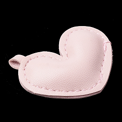 Pink Imitation Leather Pendants, Heart, Pink, 39~40x48.5~49x10.5~12mm, Hole: 4mm