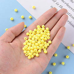Yellow Opaque Acrylic Beads, Round, Yellow, 6x5mm, Hole: 1.8mm, about 4400pcs/500g