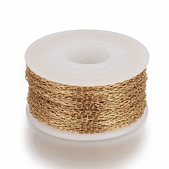 Golden Ion Plating(IP) 304 Stainless Steel Paperclip Chains, Soldered, with Spool, Golden, 3x1~1.3x0.3mm, about 65.61 Feet(20m)/roll
