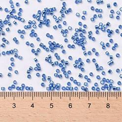 Синий Цилиндрический бисер, серебряная линия, круглое отверстие, единый размер, синие, 2x1.5 мм, отверстие : 0.8 мм, около 40000 шт / упаковка, о 450 г / мешок