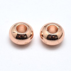 Rose Gold Brass Flat Round Spacer Beads, Rose Gold, 6x4mm, Hole: 2mm