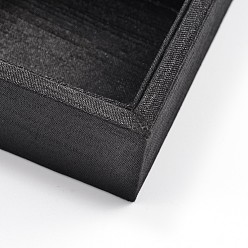 Черный Деревянные прямоугольного параллелепипеда ювелирные презентация ящики, покрыты тканью, 24 compertments, чёрные, 35x24x3 см