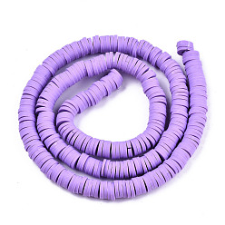 Средний Фиолетовый Полимерной глины ручной работы бисер нитей, для поделок ювелирных изделий, Heishi бусы, Диск / плоские круглые, средне фиолетовый, 6x0.5~1 мм, отверстие : 1.8 мм, около 290~320 шт / нитка, 15.75 дюйм ~ 16.14 дюйм (40~41 см)