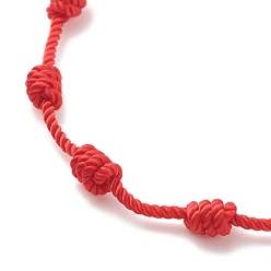 Red Nylon Braided Knot Cord Bracelet, Lucky Adjustable Bracelet for Kids, Red, Inner Diameter: 1-1/4~3-1/8 inch(3.2~7.8cm)