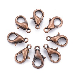 Red Copper Zinc Alloy Lobster Claw Clasps, Parrot Trigger Clasps, Cadmium Free & Nickel Free & Lead Free, Red Copper, 10x6mm, Hole: 1mm