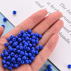 Bleu Perles acryliques opaques, ronde, bleu, 6x5mm, Trou: 1.8mm, environ4400 pcs / 500 g