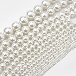 Beige Eco-Friendly Plastic Imitation Pearl Beads Strands, High Luster, Grade A, Round, Beige, 8mm, Hole: 1.5mm, about 140pcs/strand, 44 inch