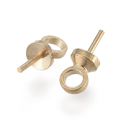 Light Gold Brass Peg Bails Pendants, For Half Drilled, Light Gold, 6.3x3mm, Hole: 1.2mm, Pin: 0.55mm