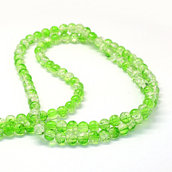 Lime Baking Painted Transparent Crackle Glass Round Bead Strands, Lime, 8.5~9mm, Hole: 1.5mm, about 105pcs/strand, 31.8 inch