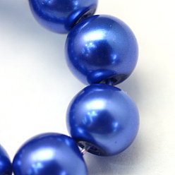 Royal Blue Baking Painted Glass Pearl Bead Strands, Pearlized, Round, Royal Blue, 3~4mm, Hole: 0.5mm, about 195pcs/strand, 23.6 inch