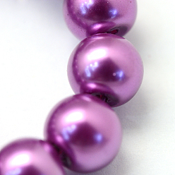 Medium Orchid Baking Painted Glass Pearl Bead Strands, Pearlized, Round, Medium Orchid, 3~4mm, Hole: 0.5mm, about 195pcs/strand, 23.6 inch