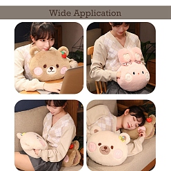 Old Lace Cute Bear Plush Winter Hand Warmer for Women Girls, Cartoon Animal PP Cotton Soft Stuffed Doll Ornament Pillow Toy, Old Lace, 28x30mm