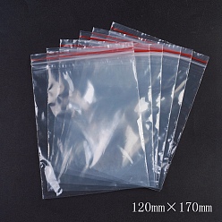 Red Plastic Zip Lock Bags, Resealable Packaging Bags, Top Seal, Self Seal Bag, Rectangle, Red, 17x12cm, Unilateral Thickness: 1.8 Mil(0.045mm), 100pcs/bag