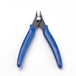 Medium Blue 45# Carbon Steel Jewelry Pliers for Jewelry Making Supplies, Flush Cutter, Shear, Polishing, Medium Blue, 130x52x12mm