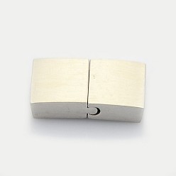 Stainless Steel Color Rectangle 304 Stainless Steel Matte Magnetic Bracelet Clasps,  with Glue-in Ends, Stainless Steel Color, 23.5x12x5mm, Hole: 3x10mm