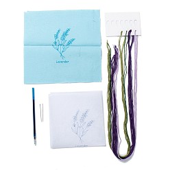Other Plants DIY Embroidered Making Kit, Including Linen Cloth, Cotton Thread, Water Erasable Pen Refills, Iron Needle, Plants Pattern, 25x25x0.01cm