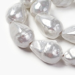 Seashell Color Shell Pearl Beads Strands, Drop, Seashell Color, 22~27x17~19mm, Hole: 0.8mm, about 15~18pcs/strand, 15.3 inch(39cm)
