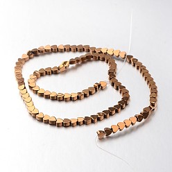 Copper Plated Electroplate Non-magnetic Synthetic Hematite Bead Strands, Heart, Copper Plated, 4x4x2mm, Hole: 1mm, about 110pcs/strand, 15.7 inch