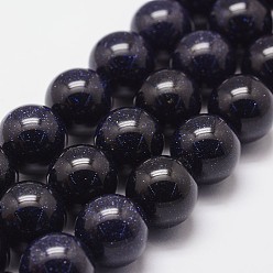 Blue Goldstone Synthetic Blue Goldstone Beads Strands, Dyed & Heated, Round, 12mm, Hole: 1.2mm