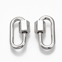 Platinum Brass Screw Carabiner Lock Charms, for Necklaces Making, Oval, Platinum, 20x11.5x2mm, Screw: 6.5x6.5mm