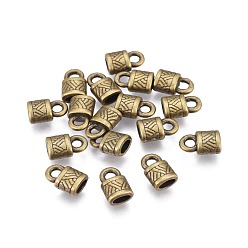 Antique Bronze Tibetan Style Alloy Cord Ends, End Caps, Lock, Antique Bronze, Lead Free & Cadmium Free, 10x6.5x4.5mm, Hole: 2.5mm