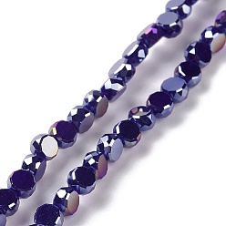 Mixed Color Electroplate Glass Beads Strands, AB Color Plated, Faceted, Flat Round, Mixed Color, 4.5x2.5~3mm, Hole: 0.8mm, about 145~150pcs/strand, 21.26''(54cm)