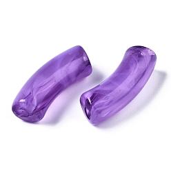 Dark Violet Acrylic Beads, Imitation Gemstone, Curved Tube, Dark Violet, 34.5x13x11mm, Hole: 3.5mm, about 155pcs/500g