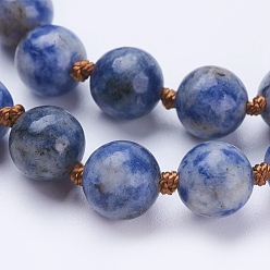 Jaspe Avec Point Bleu Colliers de perles de jaspe tache bleue naturelle, ronde, 36 pouce (91.44 cm)