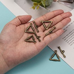 Antique Bronze Tibetan Style Alloy Toggle Clasps, Triangle, Cadmium Free & Nickel Free & Lead Free, Antique Bronze, 23x21.5x3mm, Hole: 2mm