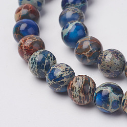 Deep Sky Blue Natural Imperial Jasper Beads Strands, Dyed & Heated, Round, 8mm, Hole: 1mm, 16 inch.