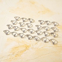 Letter X Кольцо-манжета из стерлингового серебра с родиевым покрытием и открытой буквой, прозрачное кольцо из кубического циркония для женщин, платина, letter.x, размер США 925 6 (1/2 мм)