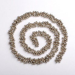 Platinum CCB Plastic Round Ball Charms Jewelry Chain for Bracelets Necklaces Making, Platinum, 39.3 inch, Beads: 9x6mm