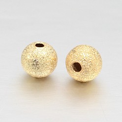 Real 18K Gold Plated Real 18K Gold Plated Brass Textured Round Beads, Lead Free & Cadmium Free & Nickel Free, 4mm, Hole: 1mm