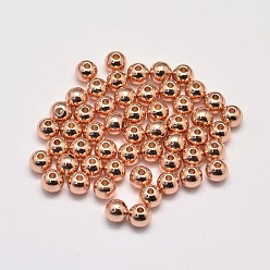 Rose Gold Rack Plating and Vacuum Plating Brass Round Spacer Beads, Rose Gold, 6mm, Hole: 1.5mm