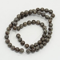 Snow Gemstone Beads Strands, Natural Snowflake Obsidian, Round, about 8mm in diameter, hole: 1mm, about 50pcs/strand